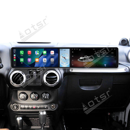 Aotsr Dual 12.3 inch Car Radio For Jeep Wrangler Unlimited 2004-2017 with 7870 Octa Core Chip Ultra HD 2400*900 Touch Screen Wireless CarPlay Bluetooth 5.0 GPS Navigation
