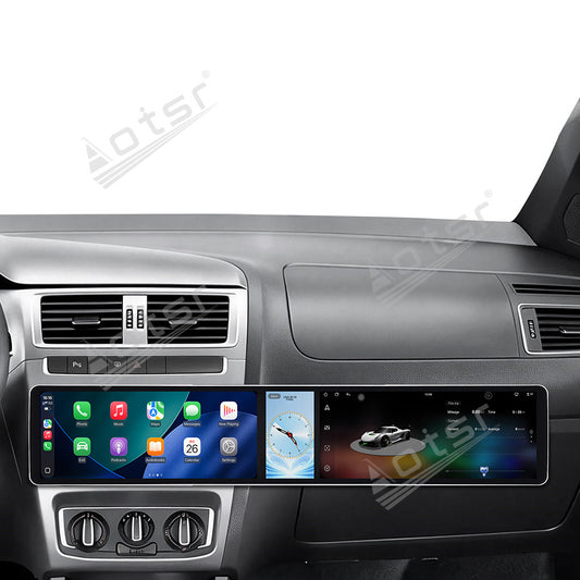 Aotsr Dual 12.3 inch Car Radio for Volkswagen Fox 2014-2018 with 7870 Octa Core Chip Ultra HD 2400*900 Touch Screen Wireless CarPlay Bluetooth 5.0 GPS Navigation 4G Network OEM Upgrade Multimedia System