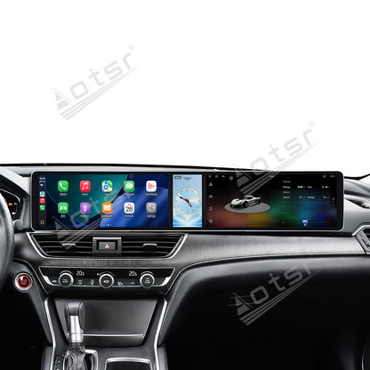 Aotsr Dual 12.3 inch Car Radio for Honda Accord 10th 2017-2022 with 7870 Octa Core Chip Ultra HD 2400*900 Touch Screen Wireless CarPlay Bluetooth 5.0 GPS Navigation 4G Network OEM Upgrade Multimedia System