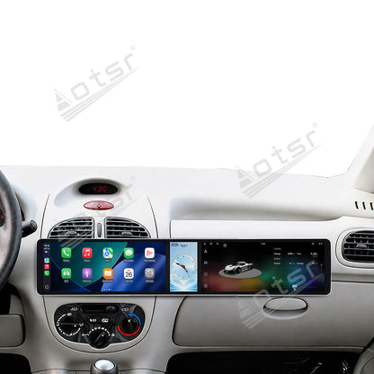 Aotsr Dual 12.3 inch Car Radio for Peugeot 206 2002-2010 with 7870 Octa Core Chip Ultra HD 2400*900 Touch Screen Wireless CarPlay Bluetooth 5.0 GPS Navigation 4G Network OEM Upgrade Multimedia System