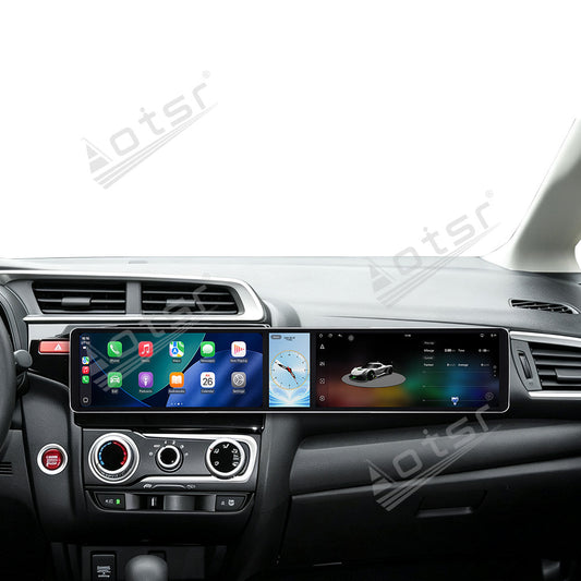 Aotsr Dual 12.3 inch Car Radio for Honda Jazz 2013-2015 with 7870 Octa Core Chip, Ultra HD 2400*900 Touch Screen, Wireless CarPlay, Bluetooth 5.0, GPS Navigation, 4G Network, OEM Upgrade Multimedia System