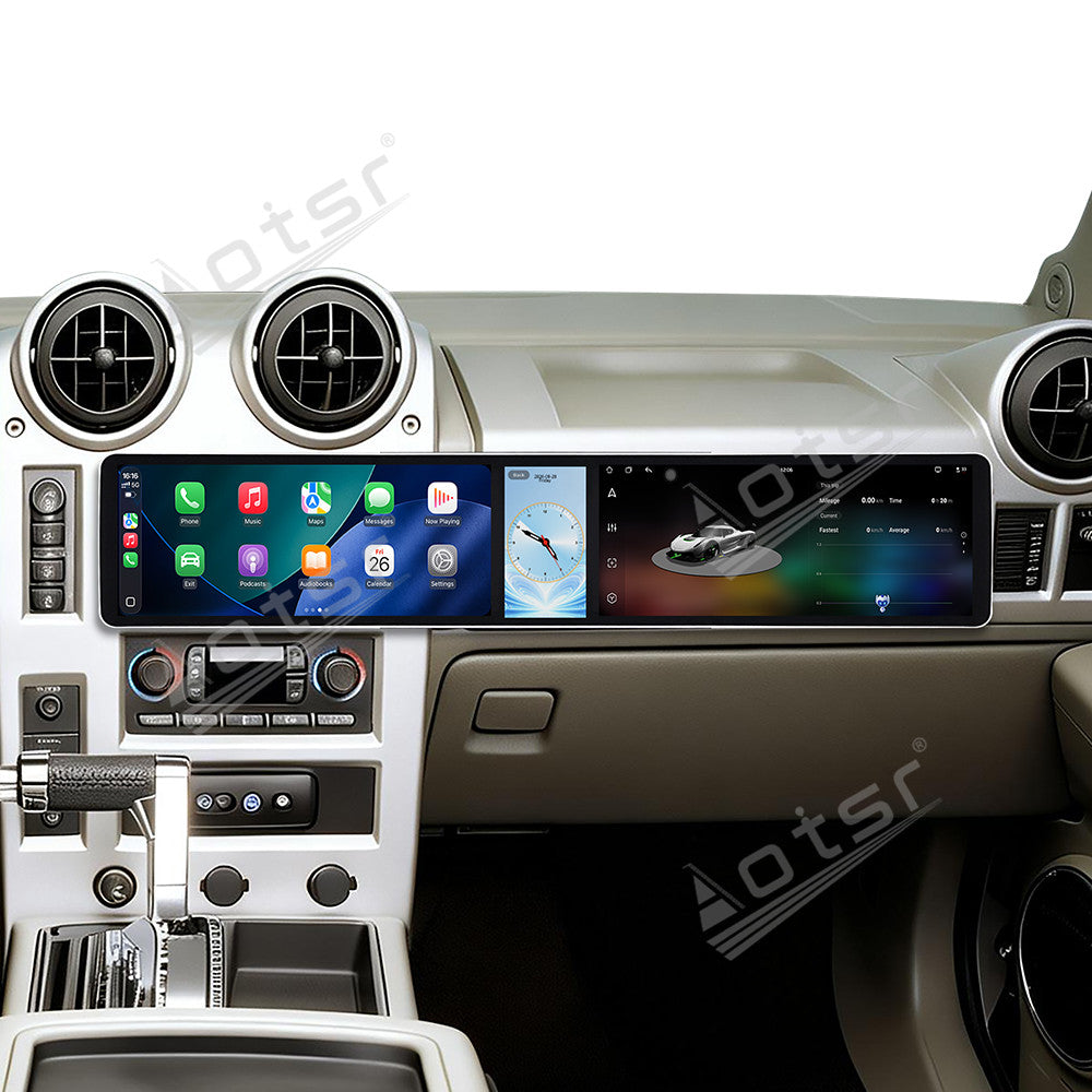 Aotsr Dual 12.3 inch Car Radio For Hummer H2 2002-2007 with 7870 Octa Core Chip Ultra HD 2400*900 Touch Screen Wireless CarPlay Bluetooth 5.0 GPS Navigation