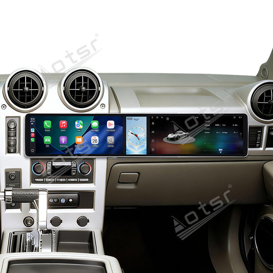 Aotsr Dual 12.3 inch Car Radio For Hummer H2 2002-2007 with 7870 Octa Core Chip Ultra HD 2400*900 Touch Screen Wireless CarPlay Bluetooth 5.0 GPS Navigation