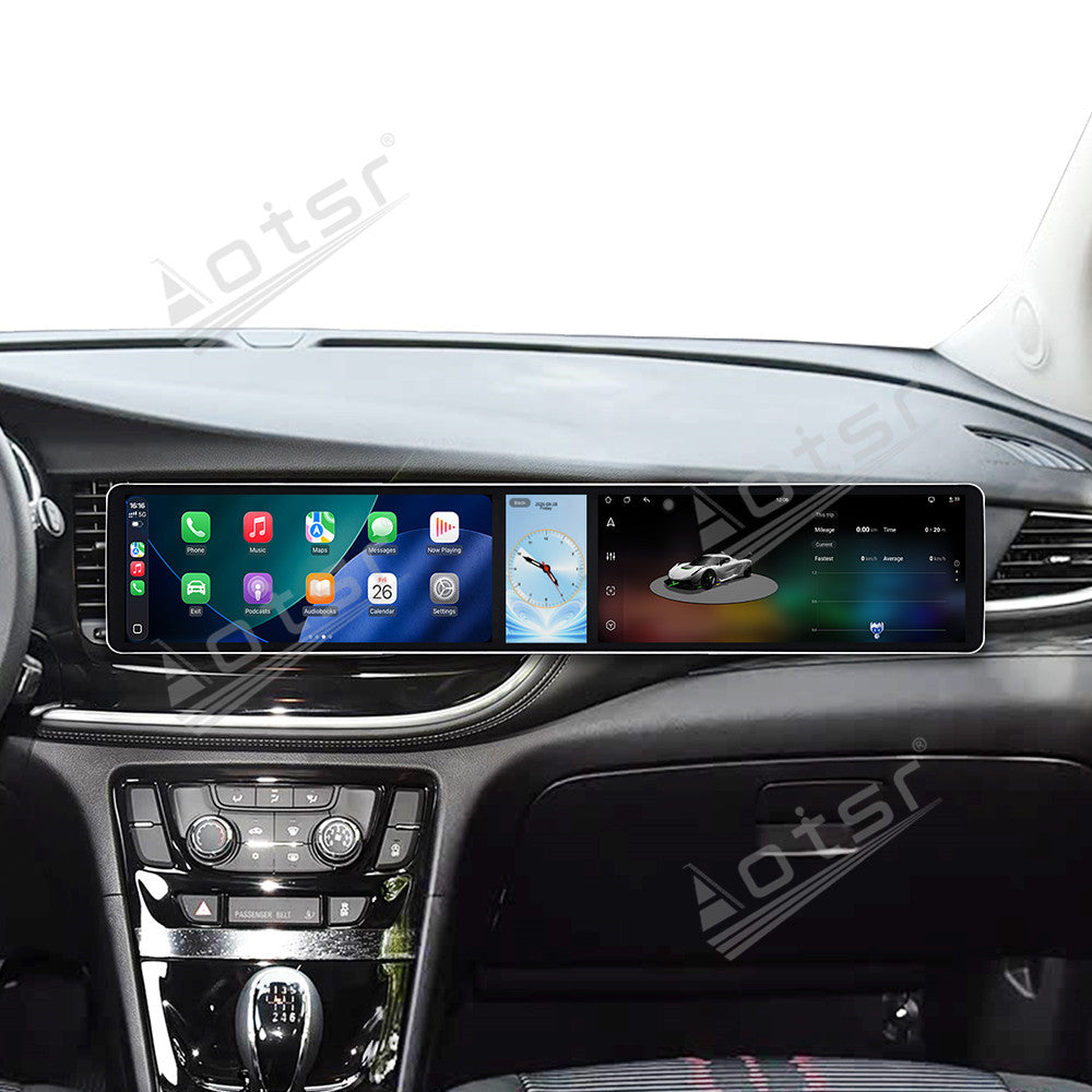 Aotsr Dual 12.3 inch Car Radio for Buick Encore 2016-2018 with 7870 Octa Core Chip Ultra HD 2400*900 Touch Screen Wireless CarPlay Bluetooth 5.0 GPS Navigation 4G Network OEM Upgrade Multimedia System