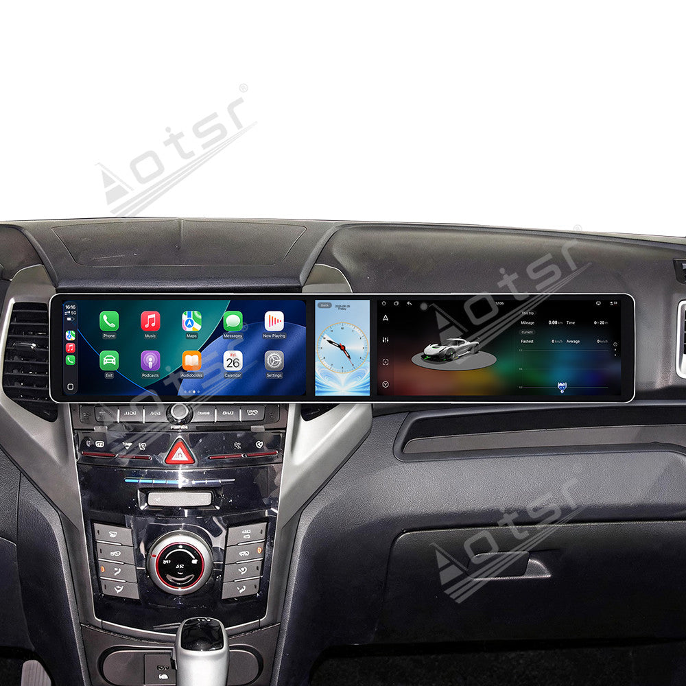 Aotsr Dual 12.3 inch Car Radio for Ssang Yong Tivoli Matte Black 2015-2019 with 7870 Octa Core Chip, Ultra HD 2400*900 Touch Screen, Wireless CarPlay, Bluetooth 5.0, GPS Navigation, 4G Network, OEM Upgrade Multimedia System