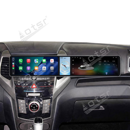Aotsr Dual 12.3 inch Car Radio for Ssang Yong Tivoli Matte Black 2015-2019 with 7870 Octa Core Chip, Ultra HD 2400*900 Touch Screen, Wireless CarPlay, Bluetooth 5.0, GPS Navigation, 4G Network, OEM Upgrade Multimedia System