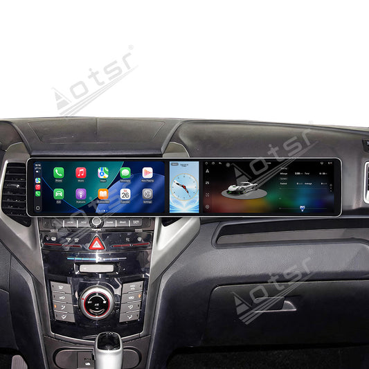 Aotsr Dual 12.3 inch Car Radio for Ssang Yong Tivoli Matte Black 2015-2019 with 7870 Octa Core Chip, Ultra HD 2400*900 Touch Screen, Wireless CarPlay, Bluetooth 5.0, GPS Navigation, 4G Network, OEM Upgrade Multimedia System