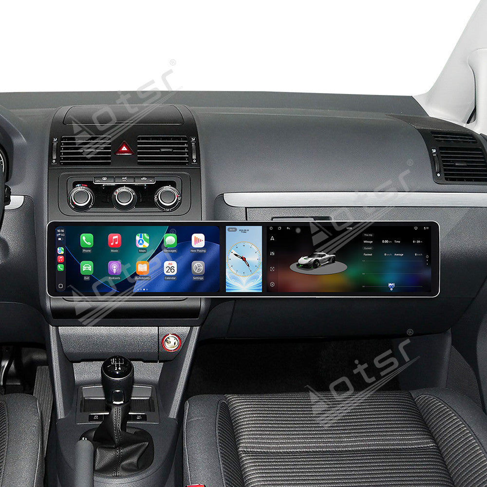 Aotsr Dual 12.3 inch Car Radio for Volkswagen Touran 2004-2015 with 7870 Octa Core Chip Ultra HD 2400*900 Touch Screen Wireless CarPlay Bluetooth 5.0 GPS Navigation 4G Network OEM Upgrade Multimedia System