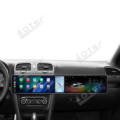 Aotsr Dual 12.3 inch Car Radio for Volkswagen Golf Mk6 2007-2012 with 7870 Octa Core Chip Ultra HD 2400*900 Touch Screen Wireless CarPlay Bluetooth 5.0 GPS Navigation 4G Network OEM Upgrade Multimedia System