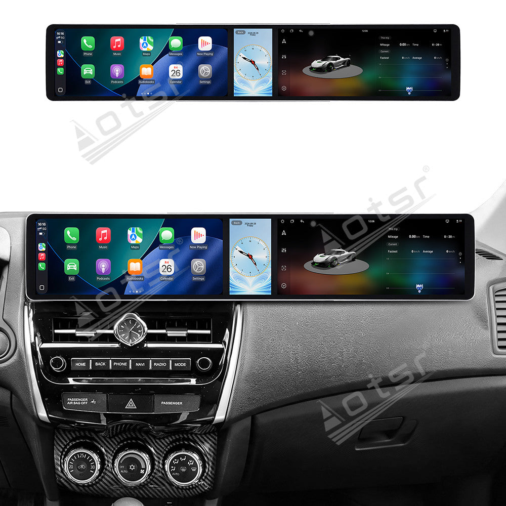 Aotsr Dual 12.3 inch Car Radio for Peugeot 4008 2013-2020 with 7870 Octa Core Chip Ultra HD 2400*900 Touch Screen Wireless CarPlay Bluetooth 5.0 GPS Navigation 4G Network OEM Upgrade Multimedia System
