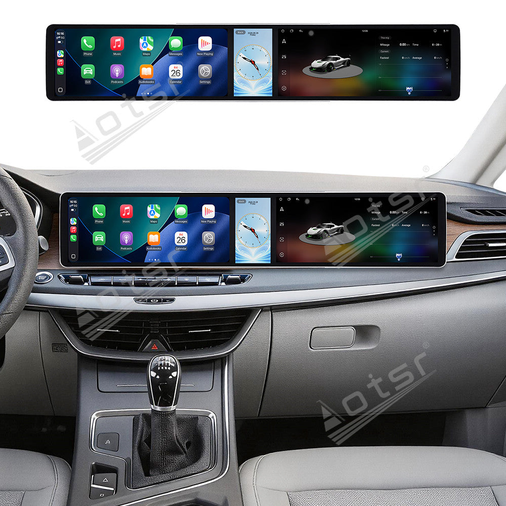 Aotsr Dual 12.3 inch Car Radio For Geely Jiaji/Maple 80V 2017-2022 with 7870 Octa Core Chip Ultra HD 2400*900 Touch Screen Wireless CarPlay Bluetooth 5.0 GPS Navigation