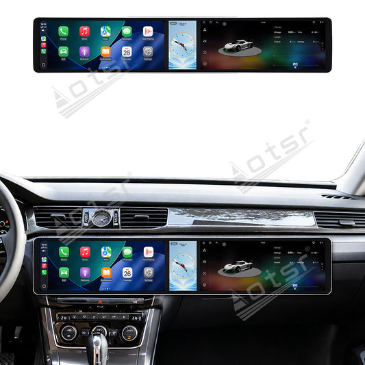 Aotsr Dual 12.3 inch Car Radio for Volkswagen Passat 2016-2018 with 7870 Octa Core Chip Ultra HD 2400*900 Touch Screen Wireless CarPlay Bluetooth 5.0 GPS Navigation 4G Network OEM Upgrade Multimedia System