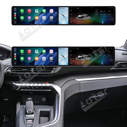 Aotsr Dual 12.3 inch Car Radio for Peugeot 4008/5008 2017-2021 with 7870 Octa Core Chip Ultra HD 2400*900 Touch Screen Wireless CarPlay Bluetooth 5.0 GPS Navigation 4G Network OEM Upgrade Multimedia System