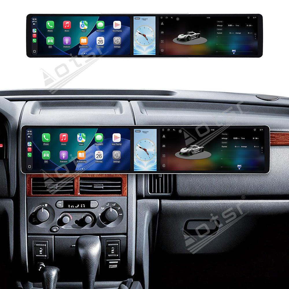 Aotsr Dual 12.3 inch Car Radio For Jeep 2/Grand Cherokee 1998-2005 with 7870 Octa Core Chip Ultra HD 2400*900 Touch Screen Wireless CarPlay Bluetooth 5.0 GPS Navigation
