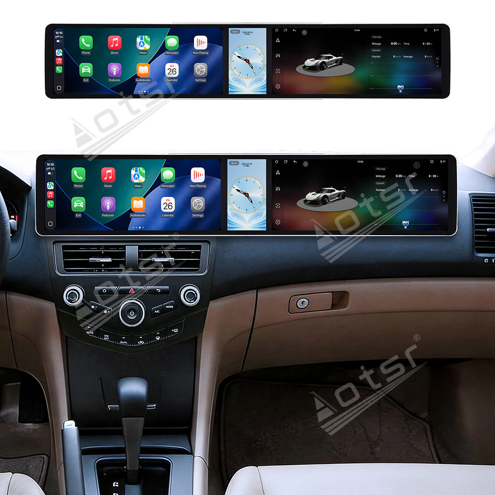 Aotsr Dual 12.3 inch Car Radio for Honda Accord 2004-2007 with 7870 Octa Core Chip Ultra HD 2400*900 Touch Screen Wireless CarPlay Bluetooth 5.0 GPS Navigation 4G Network OEM Upgrade Multimedia System