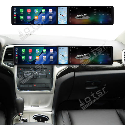 Aotsr Dual 12.3 inch Car Radio For Jeep Grand Cherokee 2008-2012 with 7870 Octa Core Chip Ultra HD 2400*900 Touch Screen Wireless CarPlay Bluetooth 5.0 GPS Navigation