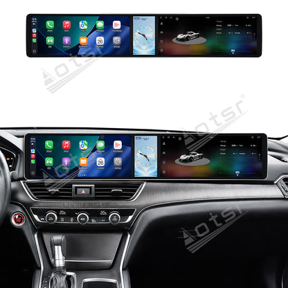 Aotsr Dual 12.3 inch Car Radio for Honda Accord 10th 2017-2022 with 7870 Octa Core Chip Ultra HD 2400*900 Touch Screen Wireless CarPlay Bluetooth 5.0 GPS Navigation 4G Network OEM Upgrade Multimedia System