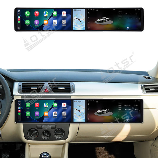 Aotsr Dual 12.3 inch Car Radio for Volkswagen Bora 2008-2012 with 7870 Octa Core Chip Ultra HD 2400*900 Touch Screen Wireless CarPlay Bluetooth 5.0 GPS Navigation 4G Network OEM Upgrade Multimedia System