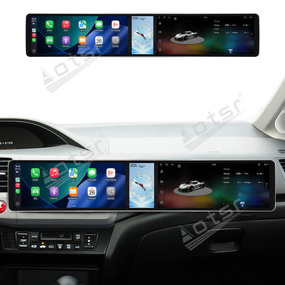 Aotsr Dual 12.3 inch Car Radio for Honda Civic 2012-2015 with 7870 Octa Core Chip Ultra HD 2400*900 Touch Screen Wireless CarPlay Bluetooth 5.0 GPS Navigation 4G Network OEM Upgrade Multimedia System