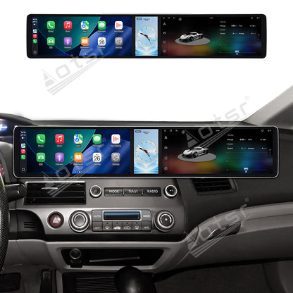 Aotsr Dual 12.3 inch Car Radio for Honda Civic 2006-2011 with 7870 Octa Core Chip Ultra HD 2400*900 Touch Screen Wireless CarPlay Bluetooth 5.0 GPS Navigation 4G Network OEM Upgrade Multimedia System