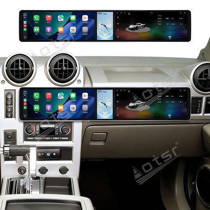 Aotsr Dual 12.3 inch Car Radio For Hummer H2 2002-2007 with 7870 Octa Core Chip Ultra HD 2400*900 Touch Screen Wireless CarPlay Bluetooth 5.0 GPS Navigation