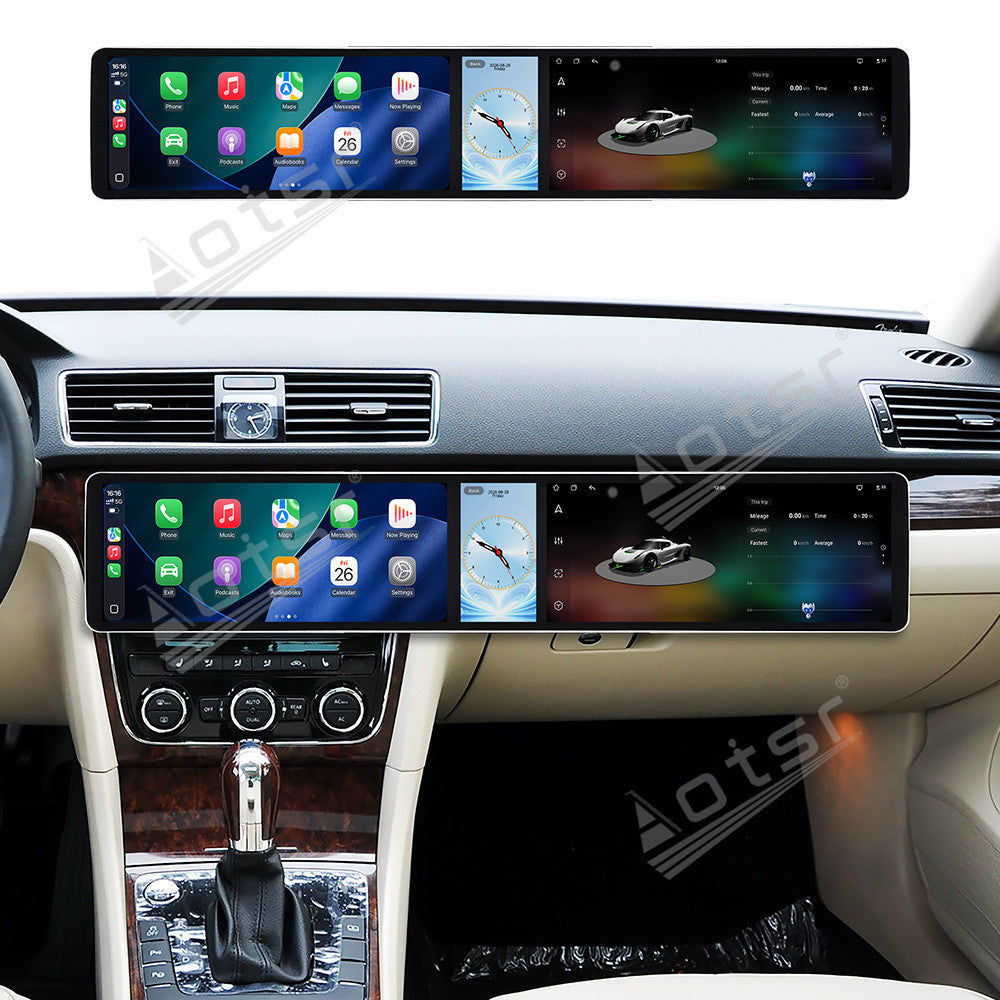 Aotsr Dual 12.3 inch Car Radio for Volkswagen Passat B7/Lingyu 2004-2011 with 7870 Octa Core Chip Ultra HD 2400*900 Touch Screen Wireless CarPlay Bluetooth 5.0 GPS Navigation 4G Network OEM Upgrade Multimedia System