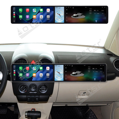 Aotsr Dual 12.3 inch Car Radio for Volkswagen Beetle 2003-2010 with 7870 Octa Core Chip Ultra HD 2400*900 Touch Screen Wireless CarPlay Bluetooth 5.0 GPS Navigation 4G Network OEM Upgrade Multimedia System