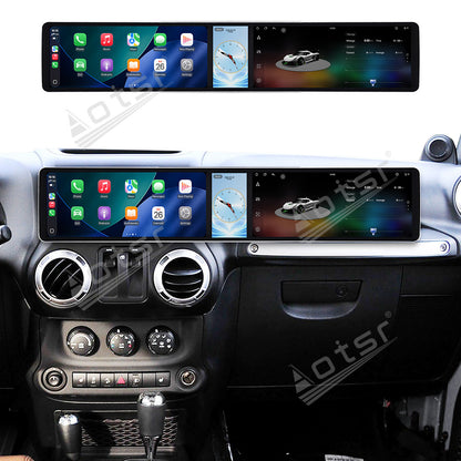 Aotsr Dual 12.3 inch Car Radio For Jeep Wrangler Unlimited 2004-2017 with 7870 Octa Core Chip Ultra HD 2400*900 Touch Screen Wireless CarPlay Bluetooth 5.0 GPS Navigation