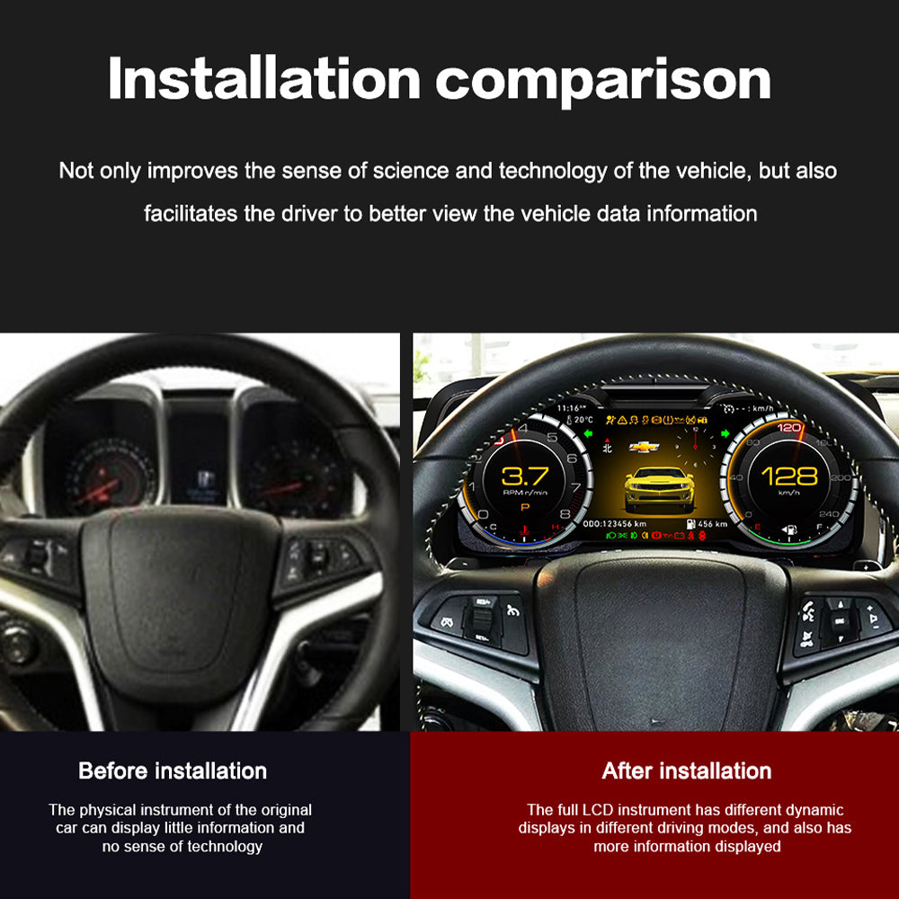 Aotsr  Screen For Chevrolet  Camaro LCD 2010-2015 with Carplay LCD Digital Cluster  Virtual Cockpit Speedometer Dashboard LCD Screen Instrument Panel Part