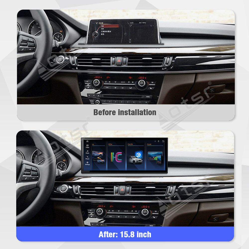 Aotsr 15.8 inch Linux Carplay Screen for BMW X5/X6 F15 2014-2018 NBT IPS Touch Stereo Unit Multi Storage 4G DSP BT5.0 GPS