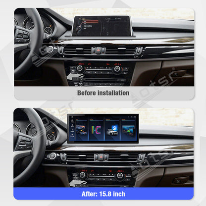 Aotsr 15.8 inch Linux Carplay Screen for BMW X5/X6 F15 2014-2018 NBT IPS Touch Stereo Unit Multi Storage 4G DSP BT5.0 GPS