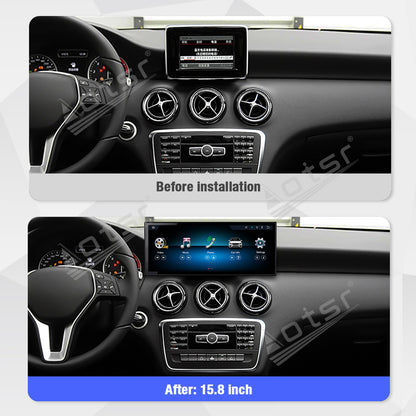 Aotsr 15.8 inch Linux Carplay Screen for Mercedes Benz A/GLA X156 2013-2015 NTG4.5 IPS Touch Stereo Unit Multi Storage 4G DSP BT5.0 GPS