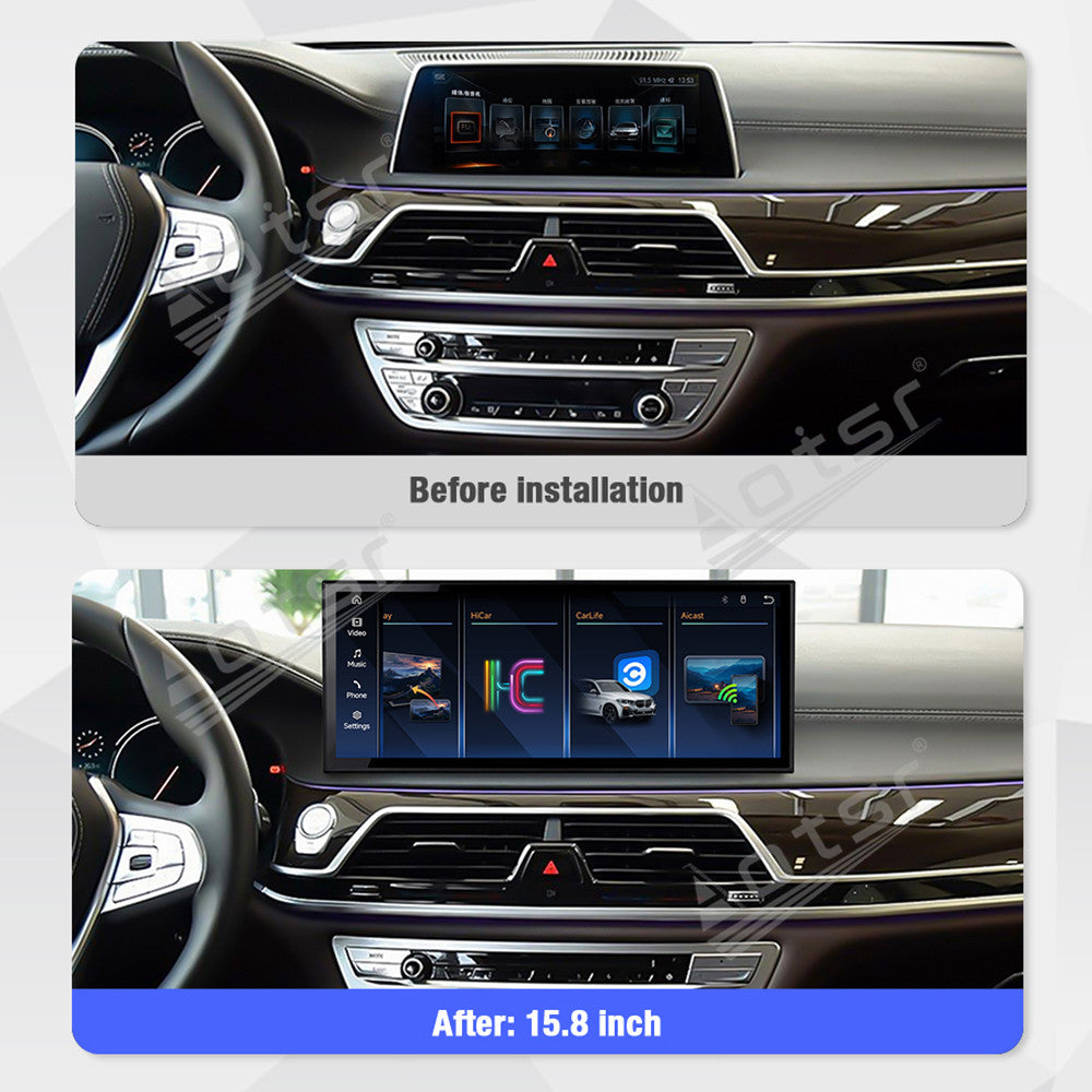 Aotsr 15.8 inch Linux Carplay Screen for BMW 7 Series G11 2016-2018 EV0 IPS Touch Stereo Unit Multi Storage 4G DSP BT5.0 GPS