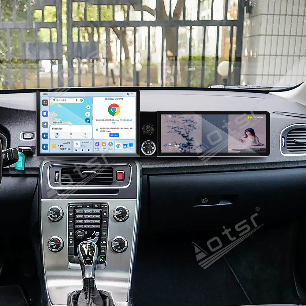 Aotsr Dual Screen 13.1 inch+12.3 inch Android 15 Carplay Car Radio for Volvo S60 2011-2019 Car GPS Navigation Multimedia