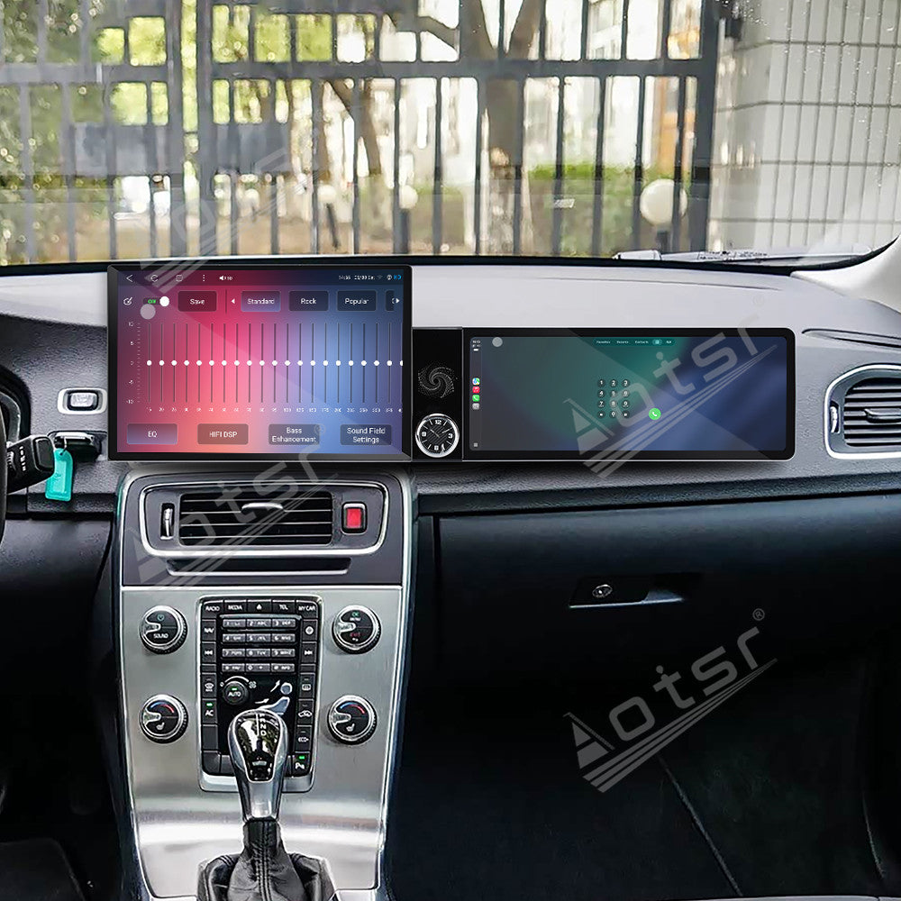 Aotsr Dual Screen 13.1 inch+12.3 inch Android 15 Carplay Car Radio for Volvo S60 2011-2019 Car GPS Navigation Multimedia