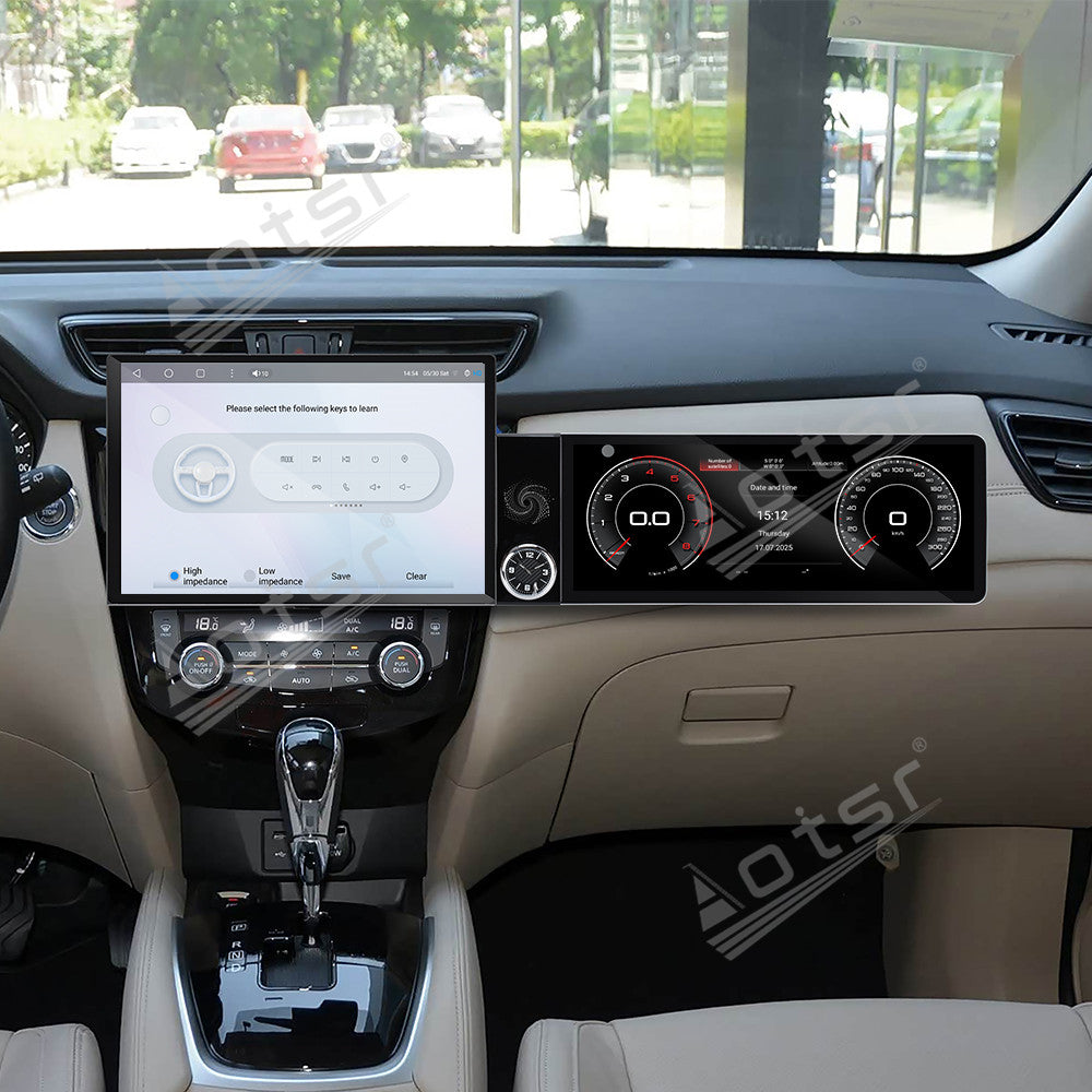 Aotsr Dual Screen 13.1 inch+12.3 inch Android 15 Carplay Car Radio for Nissan X-Trail;Nissan Qashqai 2014-2020 Car GPS Navigation Multimedia