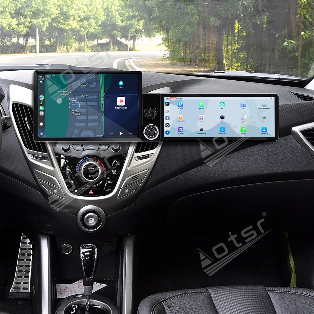 Aotsr Dual Screen 13.1 inch+12.3 inch Android 15 Carplay Car Radio for Hyundai Veloster 2011-2017 Car GPS Navigation Multimedia