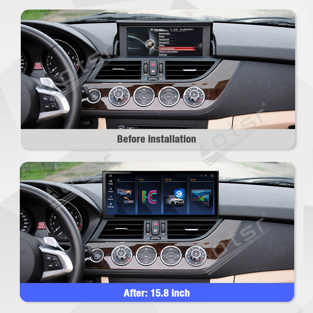 Aotsr 15.8 inch Linux Carplay Screen for BMW Z4 2008-2016 CIC IPS Touch Stereo Unit Multi Storage 4G DSP BT5.0 GPS
