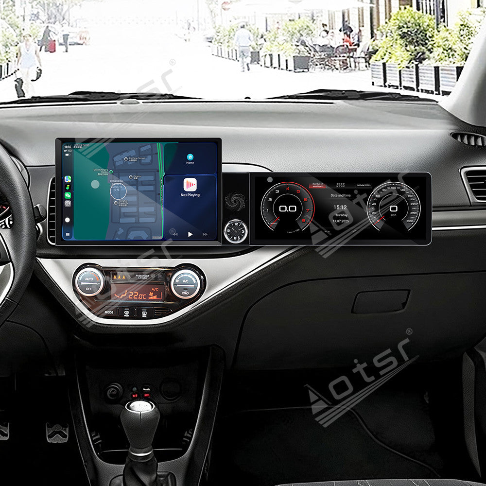 Aotsr Dual Screen 13.1 inch+12.3 inch Android 15 Carplay Car Radio for KIA Picanto 2011-2017 Car GPS Navigation Multimedia