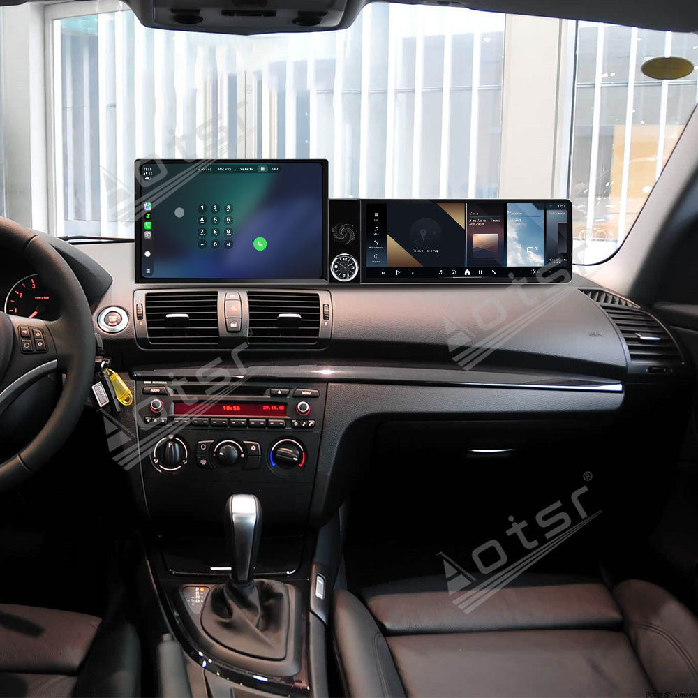 Aotsr Dual Screen 13.1 inch+12.3 inch Android 15 Carplay Car Radio for BMW 1 Series 2006-2011 Car GPS Navigation Multimedia