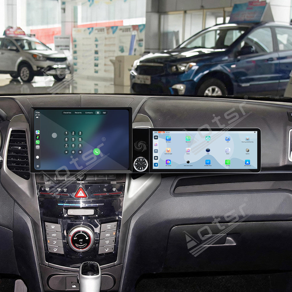 Aotsr Dual Screen 13.1 inch+12.3 inch Android 15 Carplay Car Radio for SsangYong Tivoli Matte Black 2015-2019 Car GPS Navigation Multimedia