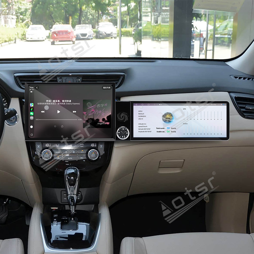 Aotsr Dual Screen 13.1 inch+12.3 inch Android 15 Carplay Car Radio for Nissan X-Trail;Nissan Qashqai 2014-2020 Car GPS Navigation Multimedia