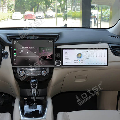 Aotsr Dual Screen 13.1 inch+12.3 inch Android 15 Carplay Car Radio for Nissan X-Trail;Nissan Qashqai 2014-2020 Car GPS Navigation Multimedia