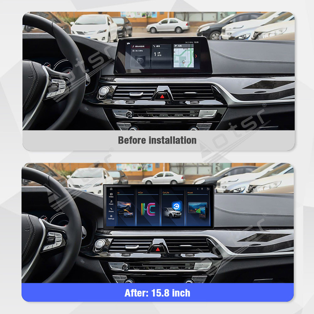 Aotsr 15.8 inch Linux Carplay Screen for BMW 5 Series G30 2018 EVO IPS Touch Stereo Unit Multi Storage 4G DSP BT5.0 GPS