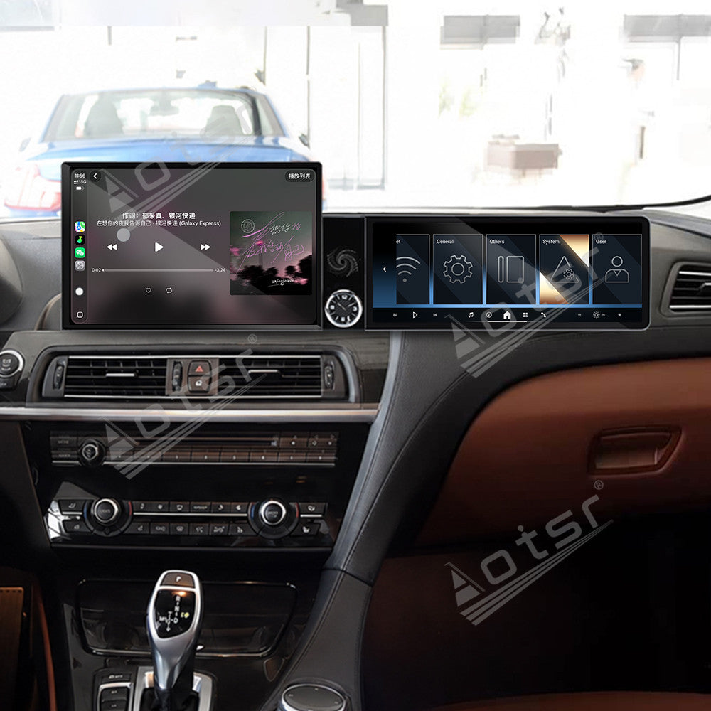 Aotsr Dual Screen 13.1 inch+12.3 inch Android 15 Carplay Car Radio for BMW 6 Series 2009-2016 Car GPS Navigation Multimedia