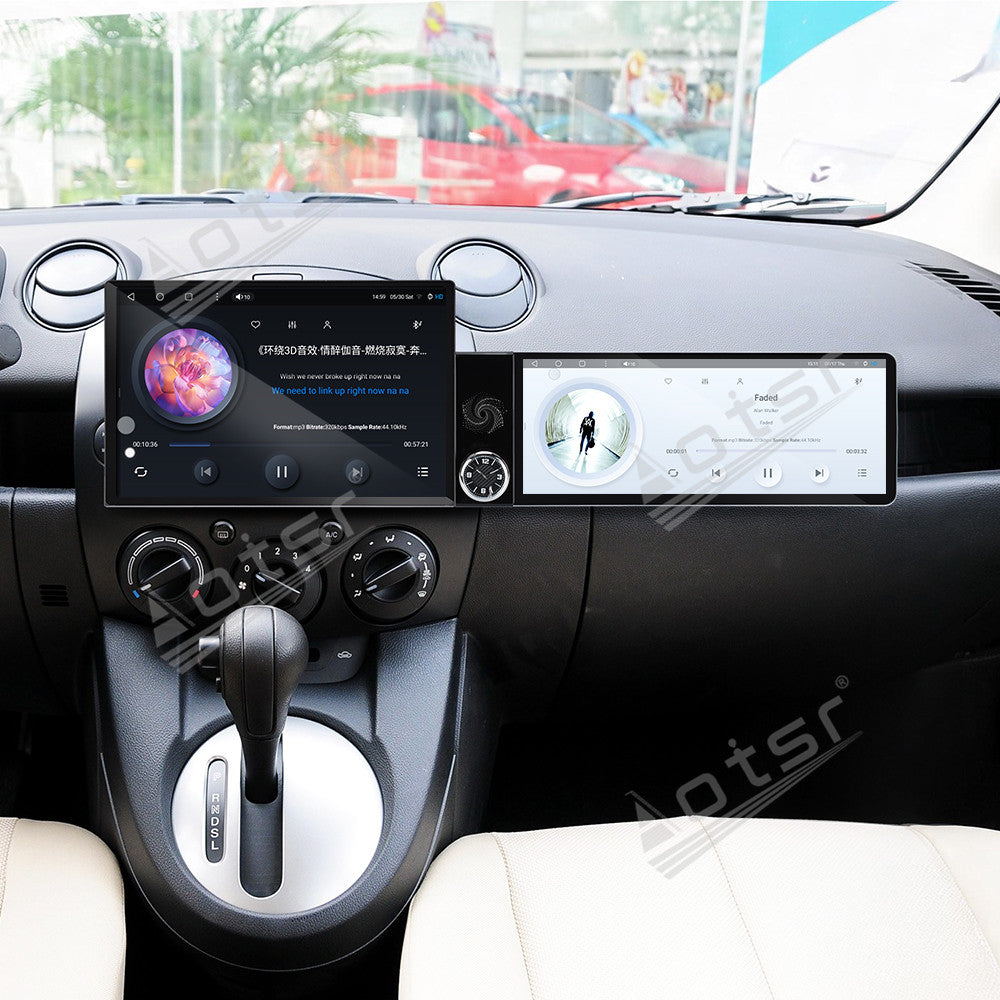 Aotsr Dual Screen 13.1 inch+12.3 inch Android 15 Carplay Car Radio for Mazda 2 2007-2014 Car GPS Navigation Multimedia