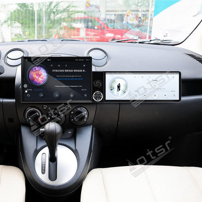 Aotsr Dual Screen 13.1 inch+12.3 inch Android 15 Carplay Car Radio for Mazda 2 2007-2014 Car GPS Navigation Multimedia