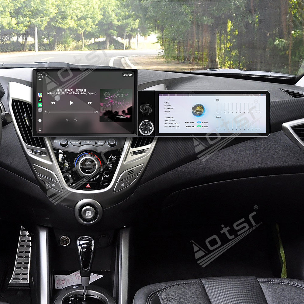 Aotsr Dual Screen 13.1 inch+12.3 inch Android 15 Carplay Car Radio for Hyundai Veloster 2011-2017 Car GPS Navigation Multimedia
