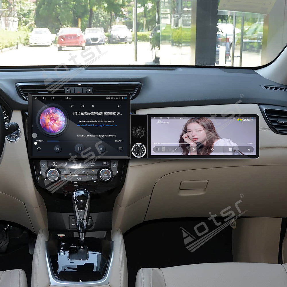 Aotsr Dual Screen 13.1 inch+12.3 inch Android 15 Carplay Car Radio for Nissan X-Trail;Nissan Qashqai 2014-2020 Car GPS Navigation Multimedia