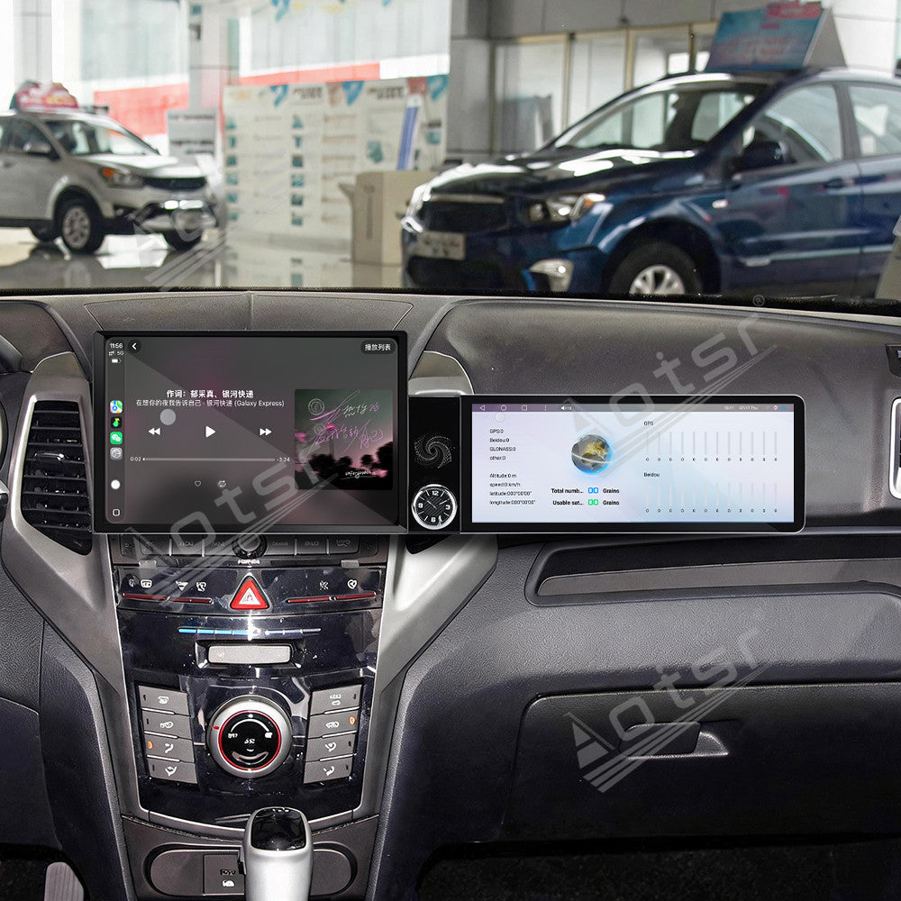 Aotsr Dual Screen 13.1 inch+12.3 inch Android 15 Carplay Car Radio for SsangYong Tivoli Matte Black 2015-2019 Car GPS Navigation Multimedia